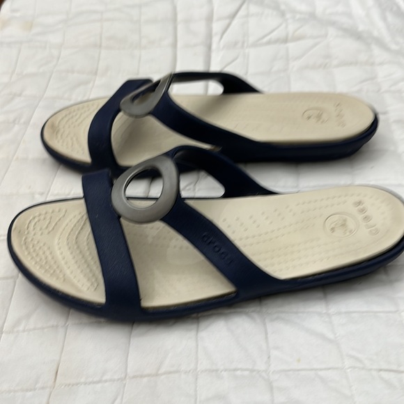 Crocs rubberBlue Strap Sandal Slipon Slingback women size10w right foot, 9w left - Picture 2 of 8